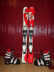 Detské lyže HEAD DIDIER CUCHE 97cm + Lyžiarky 21,5cm, SUPER STAV 