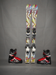 Detské lyže DYNAMIC LITTLE KING 110cm + Lyžiarky 22,5cm, SUPER STAV