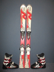 Detské lyže NORDICA TEAM RACE 110cm + Lyžiarky 22,5cm, VÝBORNÝ STAV