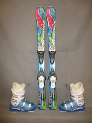 Detské lyže NORDICA TEAM RACE 110cm + Lyžiarky 23,5cm, SUPER STAV