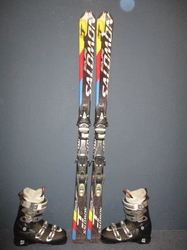 Juniorské lyže SALOMON EQUIPE 140cm + Lyžiarky 27,5cm, VÝBORNÝ STAV