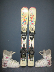 Detské lyže TECNO PRO SWEETY 80cm + Lyžiarky 18,5cm, VÝBORNÝ STAV
