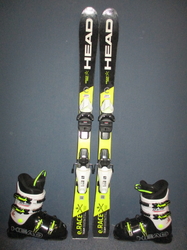 Detské lyže HEAD E.RACE TEAM 110cm + Lyžiarky 23,5cm, VÝBORNÝ STAV