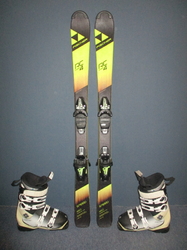 Juniorské lyže FISCHER RC4 SPEED 120cm + Lyžiarky 24,5cm, VÝBORNÝ STAV