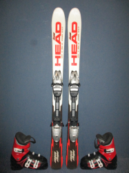 Detské lyže HEAD SUPERSHAPE 107cm + Lyžiarky 21,5cm, SUPER STAV