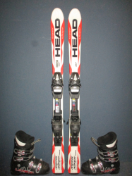 Detské lyže HEAD SUPERSHAPE 107cm + Lyžiarky 21,5cm, VÝBORNÝ STAV