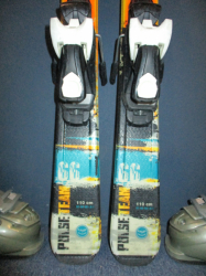 Detské lyže TECNO PRO PULSE 66 TEAM 110cm + Lyžiarky 23cm, VÝBORNÝ STAV