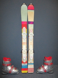 Detské lyže ROXY BONBON 100cm + Lyžiarky 20,5cm, SUPER STAV