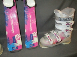 Juniorské lyže NORDICA LITTLE BELLE 120cm + Lyžiarky 24,5cm, SUPER STAV