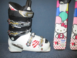 Juniorské lyže HEAD HELLO KITTY 127cm + Lyžiarky 25,5cm, VÝBORNÝ STAV