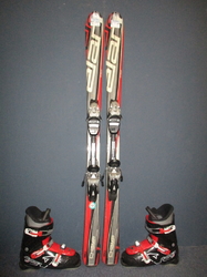 Juniorské lyže ELAN CHAMP 130cm + Lyžiarky 25,5cm, VÝBORNÝ STAV