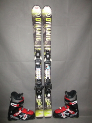 Juniorské lyže DYNAMIC VR 07 120cm + Lyžiarky 24,5cm, VÝBORNÝ STAV
