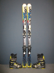 Juniorské lyže SALOMON X-RACE 150cm + Lyžiarky 27cm, SUPER STAV