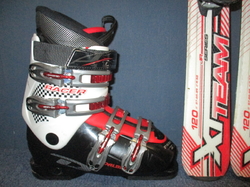 Juniorské lyže TECNO XT TEAM 120cm + Lyžiarky 24,5cm, VÝBORNÝ STAV
