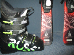 SALOMON Q-MAX Jr 120cm + Lyžiarky 23,5cm