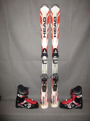 Juniorské lyže HEAD SHAPE THREE 130cm + Lyžiarky 26,5cm, VÝBORNÝ STAV