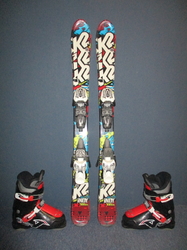 Detské lyže K2 INDY 100cm + Lyžiarky 21,5cm, VÝBORNÝ STAV