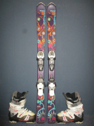 Juniorské lyže NORDICA CINNAMON GIRL 120cm + Lyžiarky 24cm, VÝBORNÝ STAV