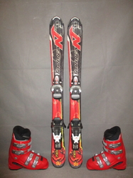 Detské lyže NORDICA TEAM 90cm + Lyžiarky 19cm, VÝBORNÝ STAV