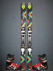 Juniorské lyže DYNASTAR SLIDER Jr 128cm + Lyžiarky 25,5cm, VÝBORNÝ STAV