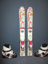 Detské lyže ROSSIGNOL PRINCESS 80cm + Lyžiarky 19,5cm, VÝBORNÝ STAV