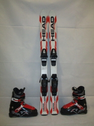 Detské lyže HEAD SUPERSHAPE 107cm + Lyžiarky 22,5cm, VÝBORNÝ STAV