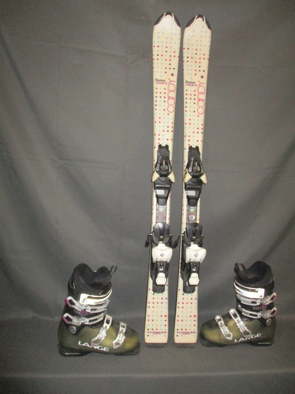 Juniorské lyže SALOMON CANDY 120cm + Lyžiarky 24,5cm, VÝBORNÝ STAV
