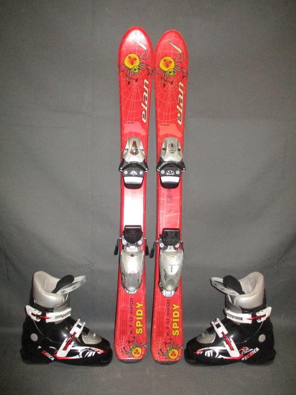Detské lyže ELAN SPIDY 90cm + Lyžiarky 19,5cm, VÝBORNÝ STAV