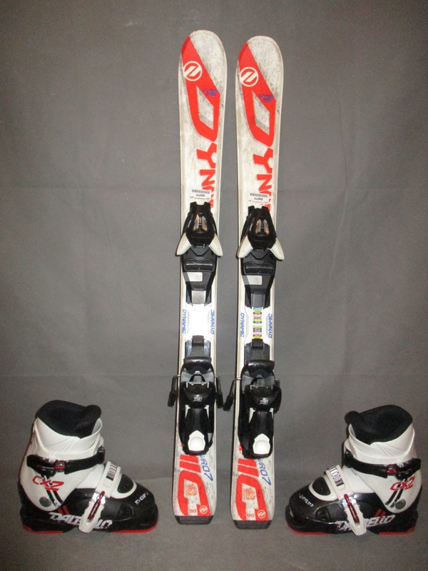 Detské lyže DYNAMIC VR 07 90cm + Lyžiarky 19,5cm, SUPER STAV