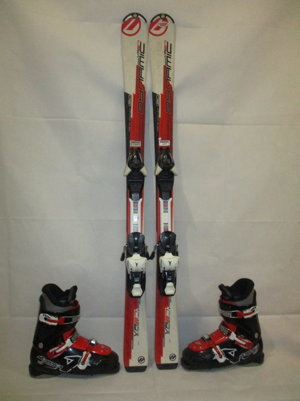 Juniorské lyže DYNAMIC VR 27 130cm + Lyžiarky 25,5cm, VÝBORNÝ STAV