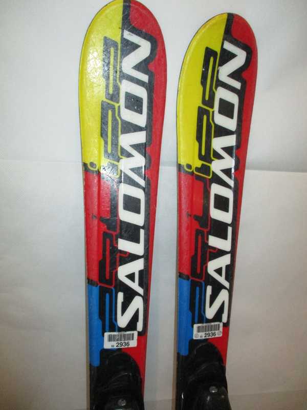 Detské lyže SALOMON EQUIPE 110cm + Lyžiarky 23,5cm, VÝBORNÝ STAV